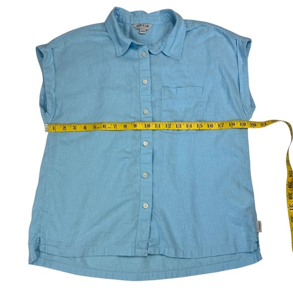 Orvis Linen & Rayon Blend Sleeveless Button Down Top Blue Size Small - Picture 6 of 6